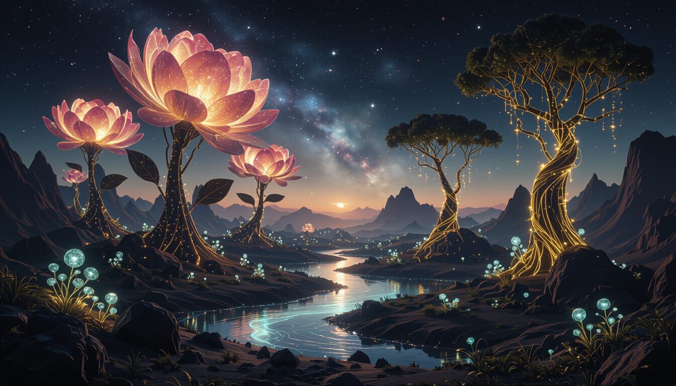 Garden at End of Time: Surreal Oasis in Cosmic Void