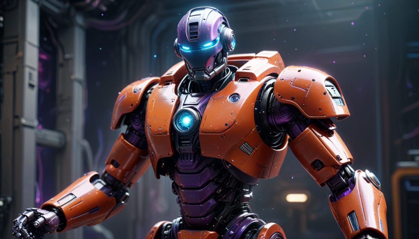 Hypergalactic Megalorobot in Neon Cyberpunk Style