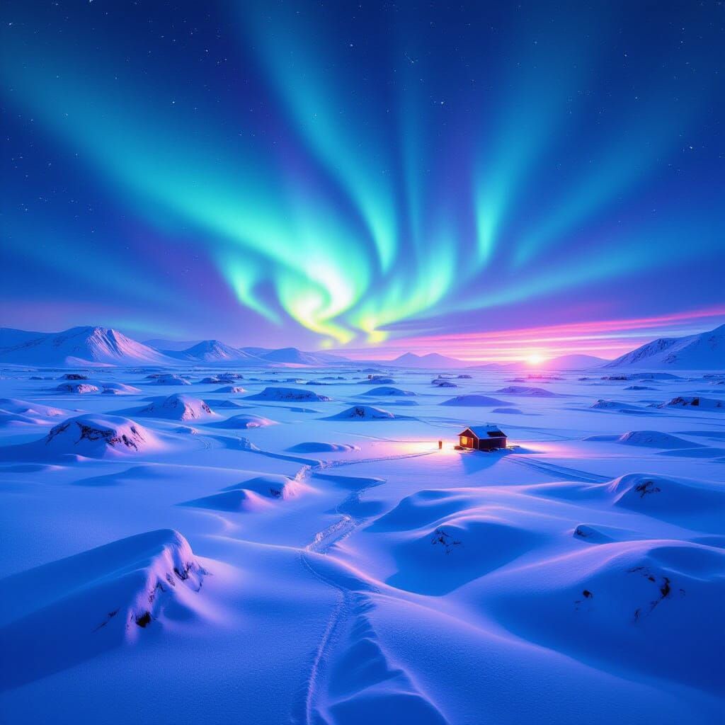 Vibrant Aurora Borealis Over Arctic Tundra