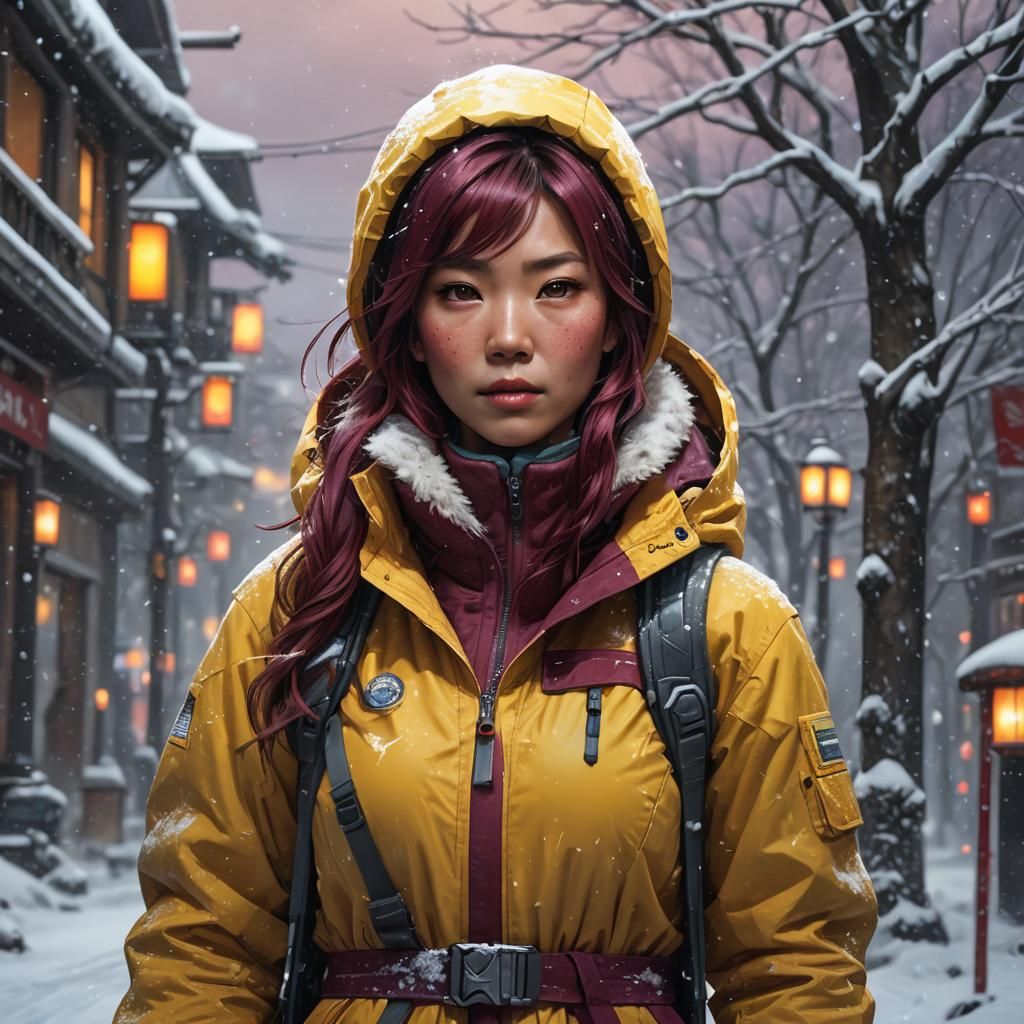Lost Skier in Blizzard: Hyperdetailed Portrait