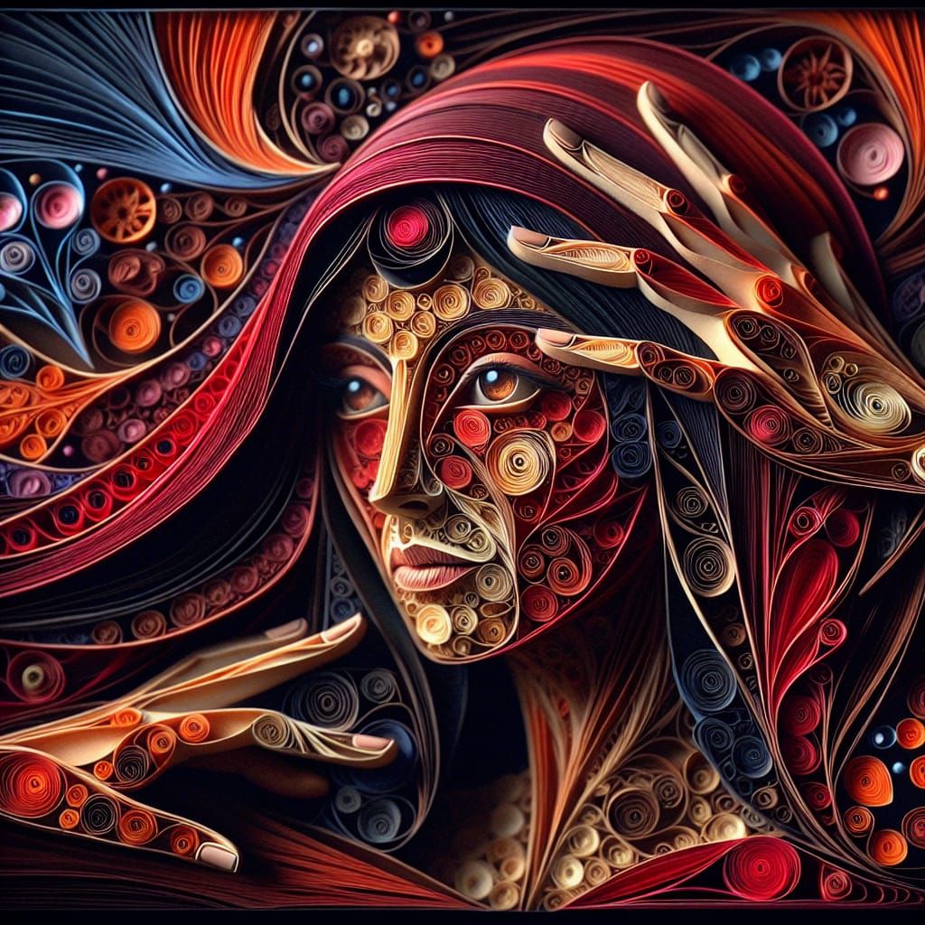 Paper Quilled Woman's Portrait: Renaissance Style Animation