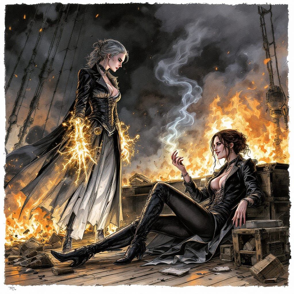 Lady Isolde Vexley and Silk Varis Face Off on Airship Deck