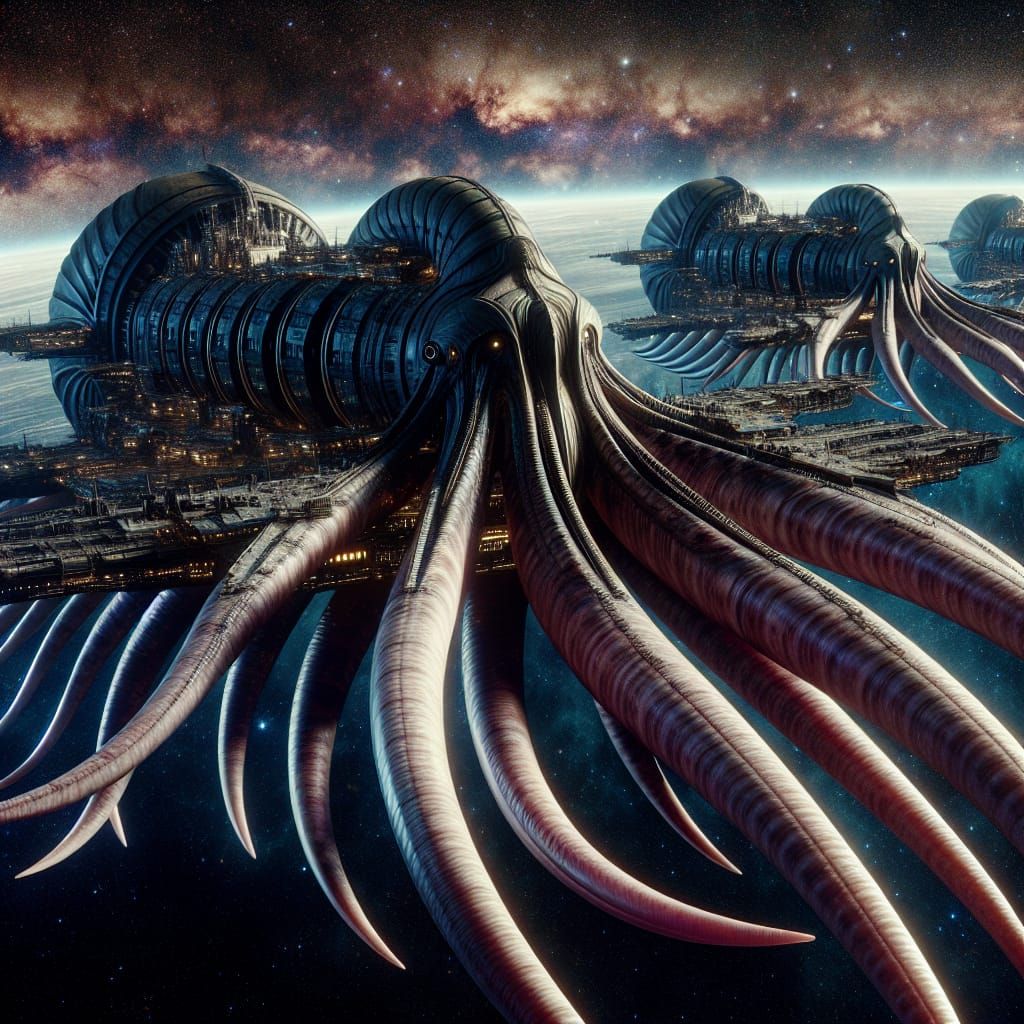 Colossal Nautiloid Ships Gliding Through Space