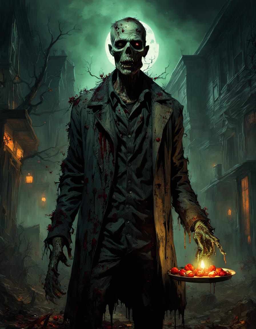 Zombie Offers Gift in Moody Horror Scene