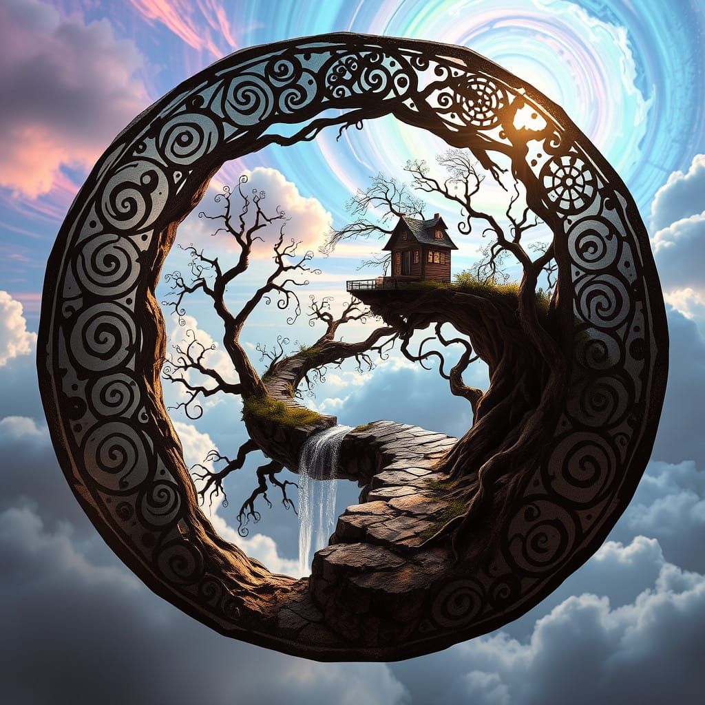 Stunning Double Exposure of Ancient Gemstone in Dreamlike Wo...