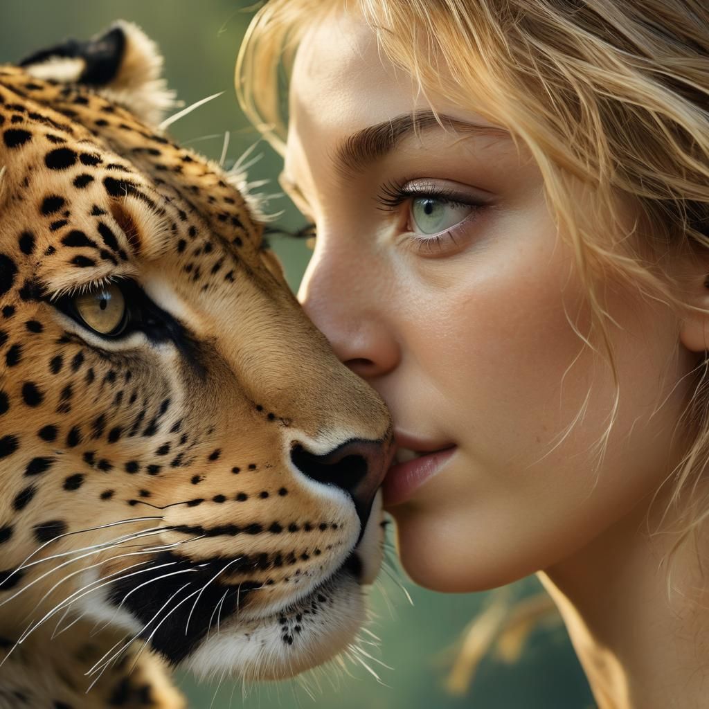 Magical Realism Leopard Woman Hybrid Portrait