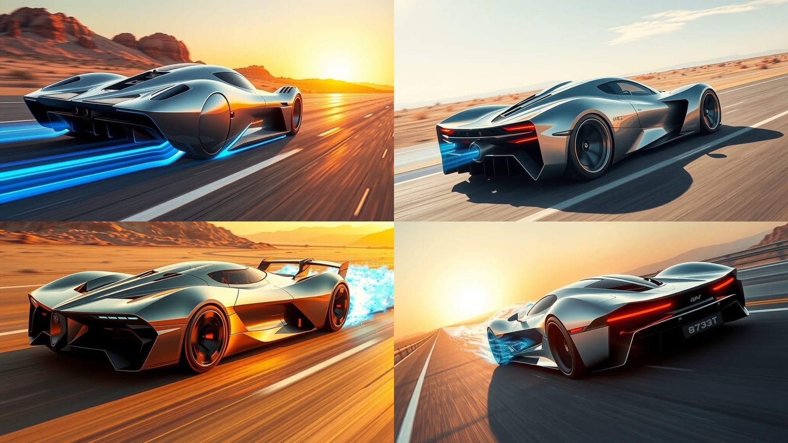 Futuristic Supercar Speeds Down Desert Highway