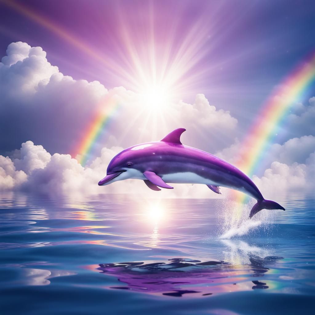 Sparkling Purple Dolphin in Rainbow Sea