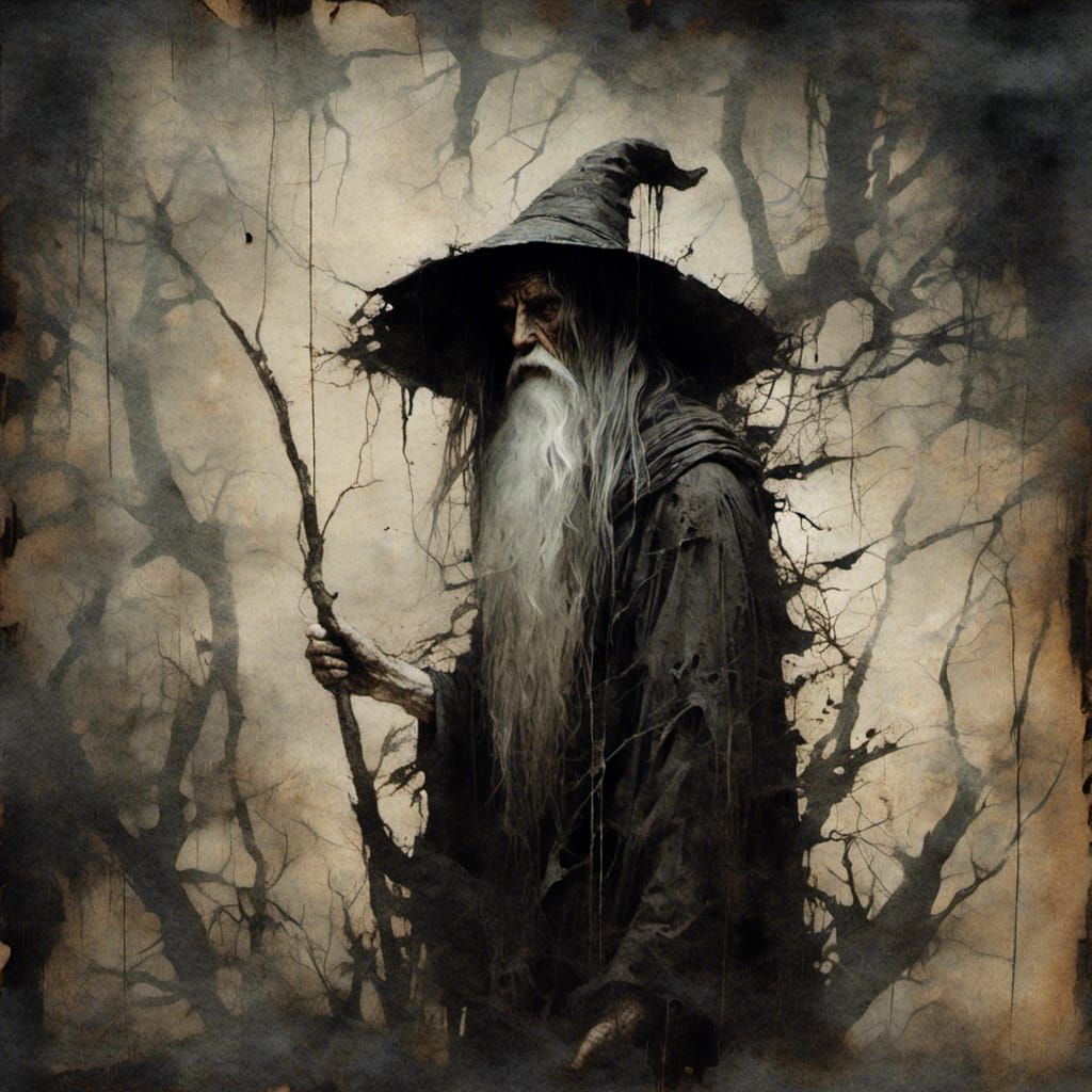 Creepy Gandalf Double Exposure Fine Art