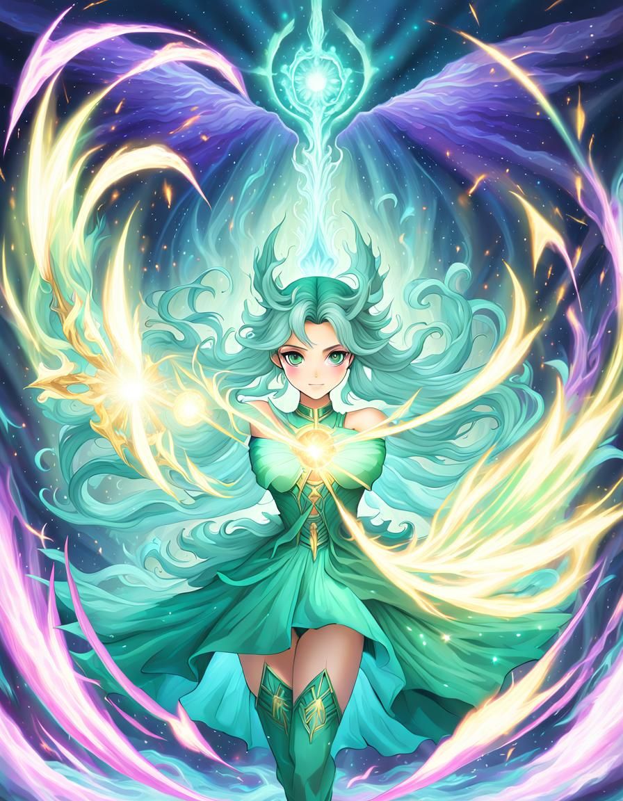 Majestic Mage Channeling Magic in Breathtaking Landscapes