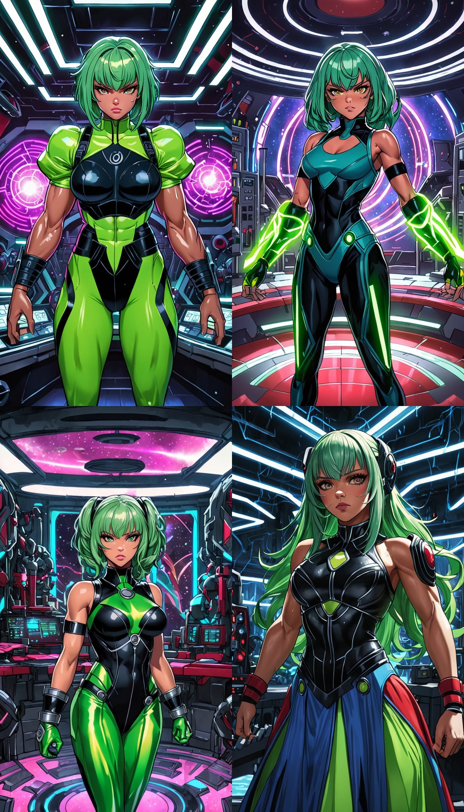 Anime Film Still: Greek Bodybuilder in Neon Laboratory