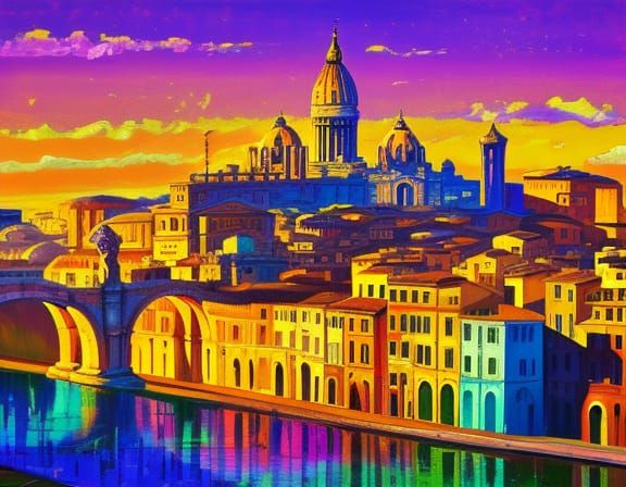 Vibrant Rome Cityscape in Fauvist Style