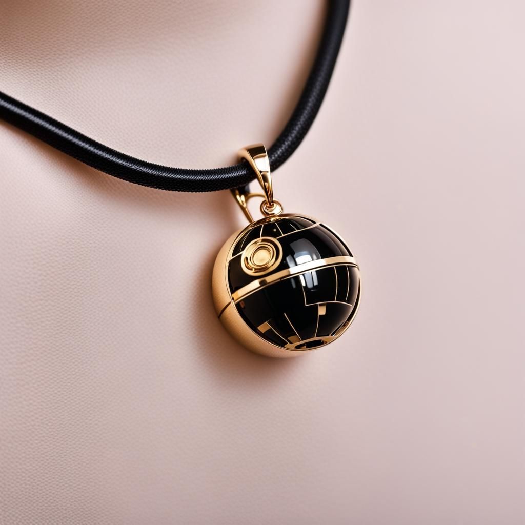 Golden Death Star on Kitten Collar Close-up