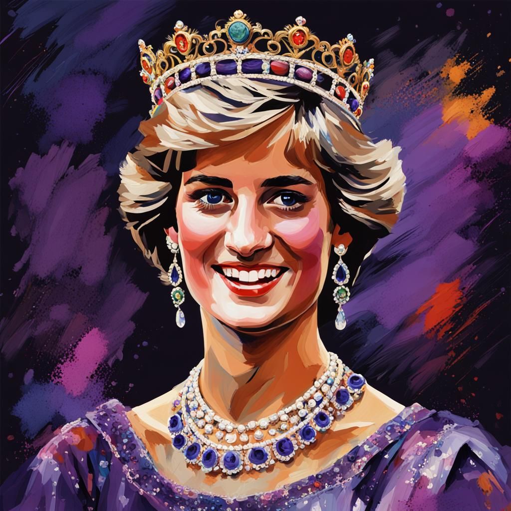 Princess Diana Portrait in Frida Kahlo Style