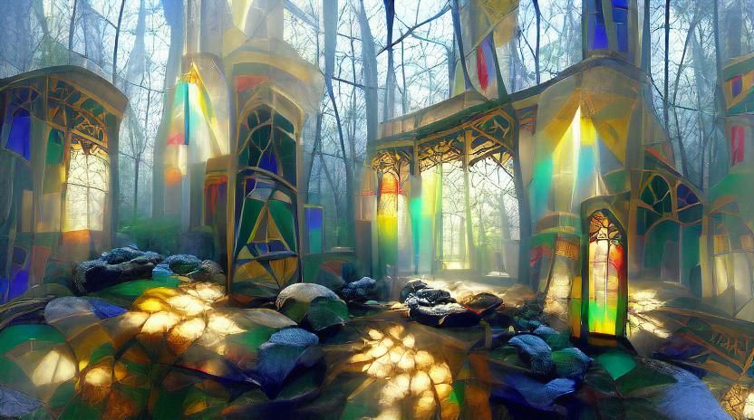 Misty Forest Temple in Renaissance Style
