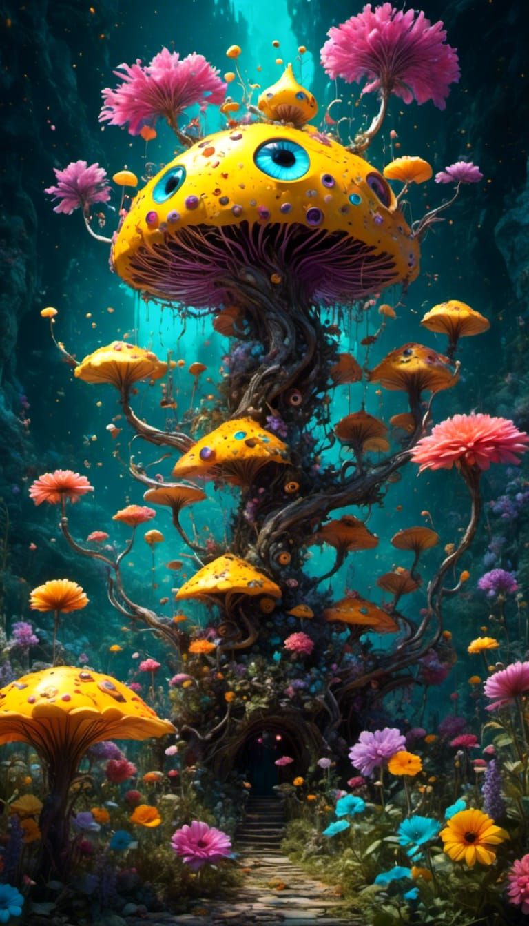 Dahlia Eyeball Creature in Anime Style