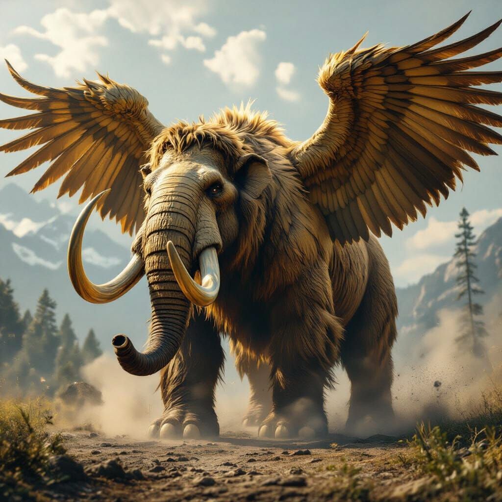 Golden Winged Mastodon Blasts Enemies With Thunder