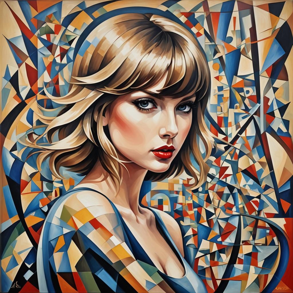 Emo Taylor Swift in Abstract Cubism Style