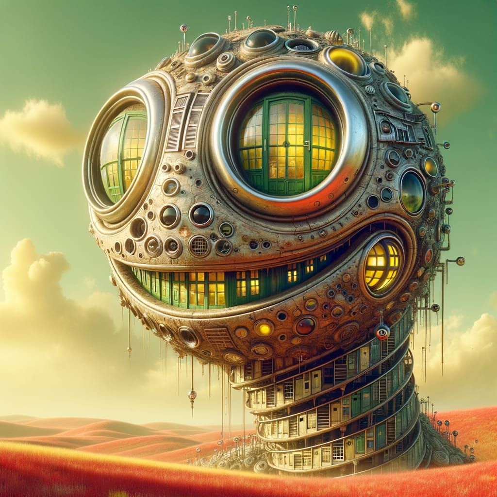 Ethereal Dwelling in a Vibrant, Surreal Landscape