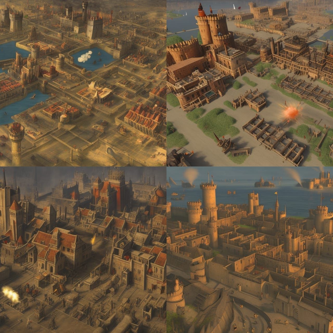 Epic Ivory City with Red Flag, Digital Painting