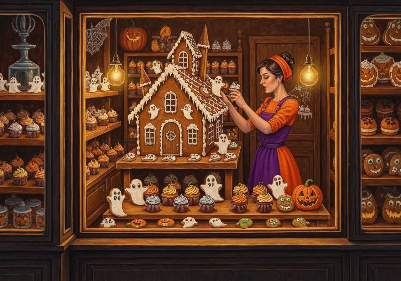 Halloween Bakery Decorating Gingerbread Haunted House Oil Pa...