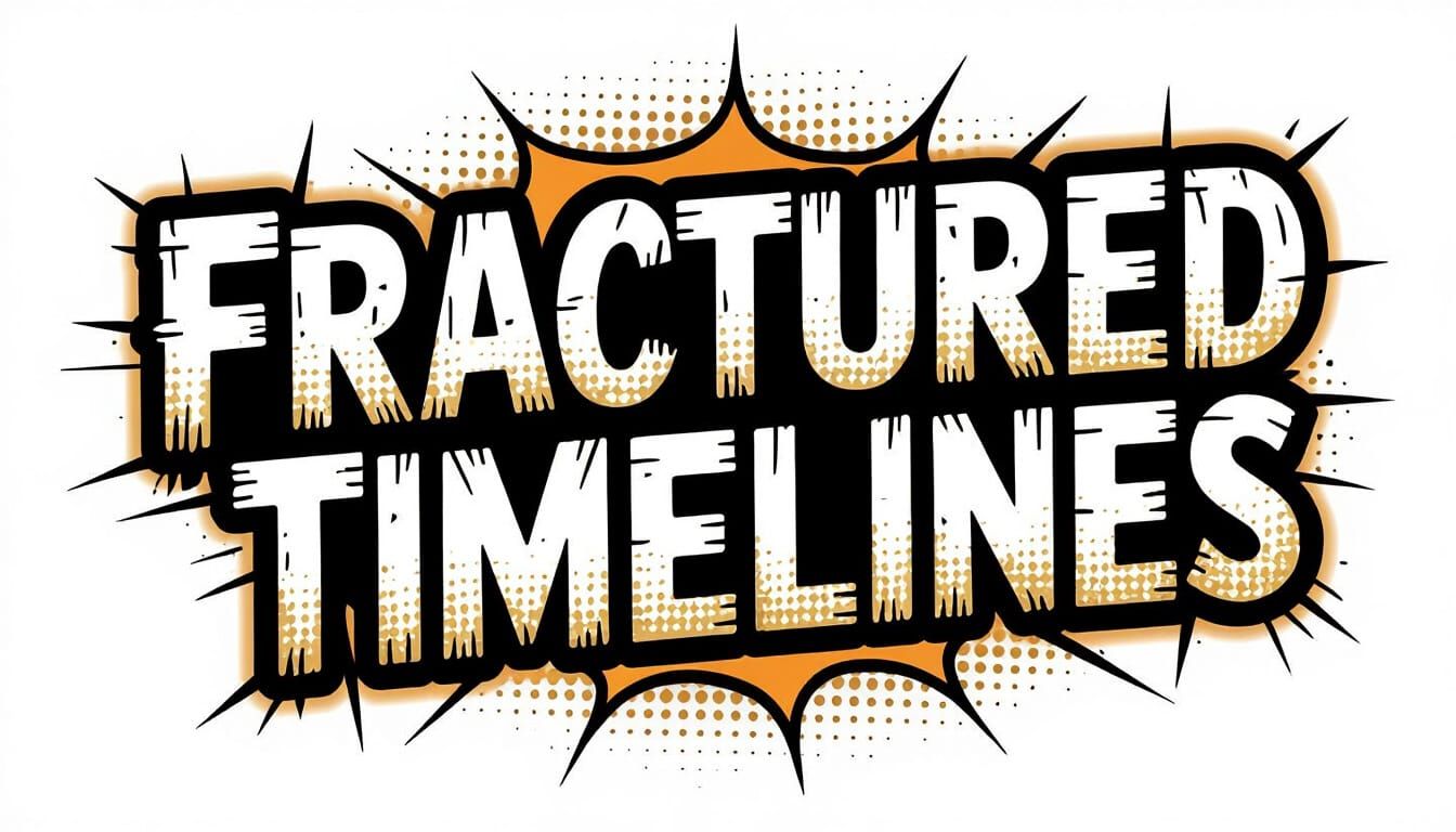 Fractured Timelines Wordmark in Distressed Comic Ink Style