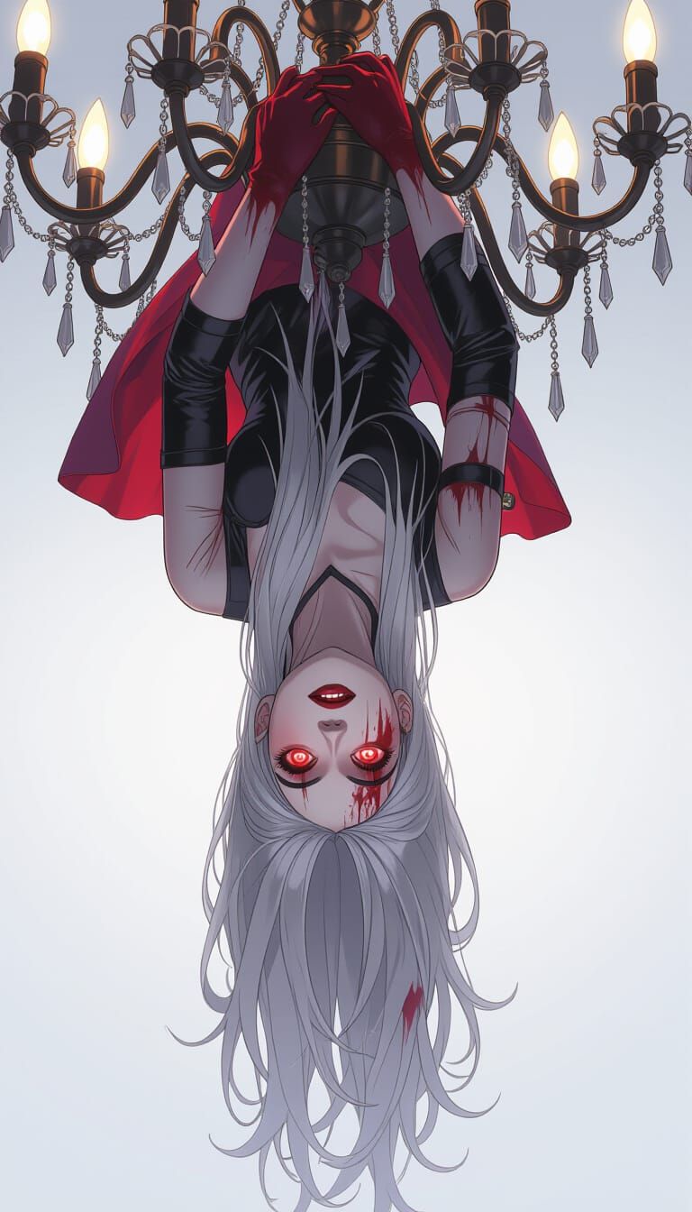 Bloodied Vampire Girl in Manga Horror Style