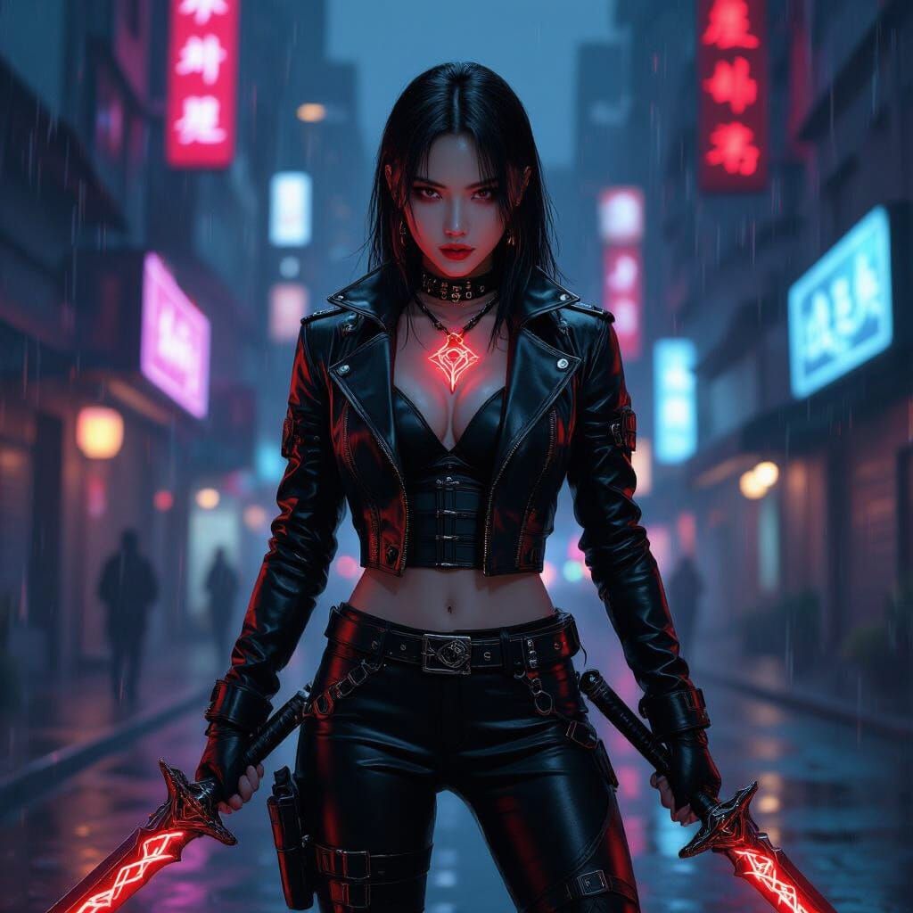K-Pop Demon Hunter Jine in Neon City