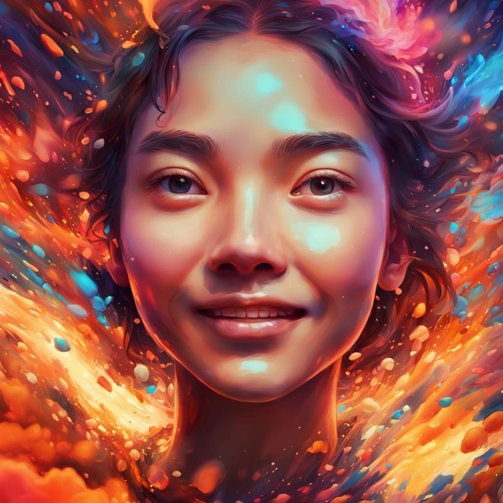 Euphoric Portrait in Vibrant Digital Art Style
