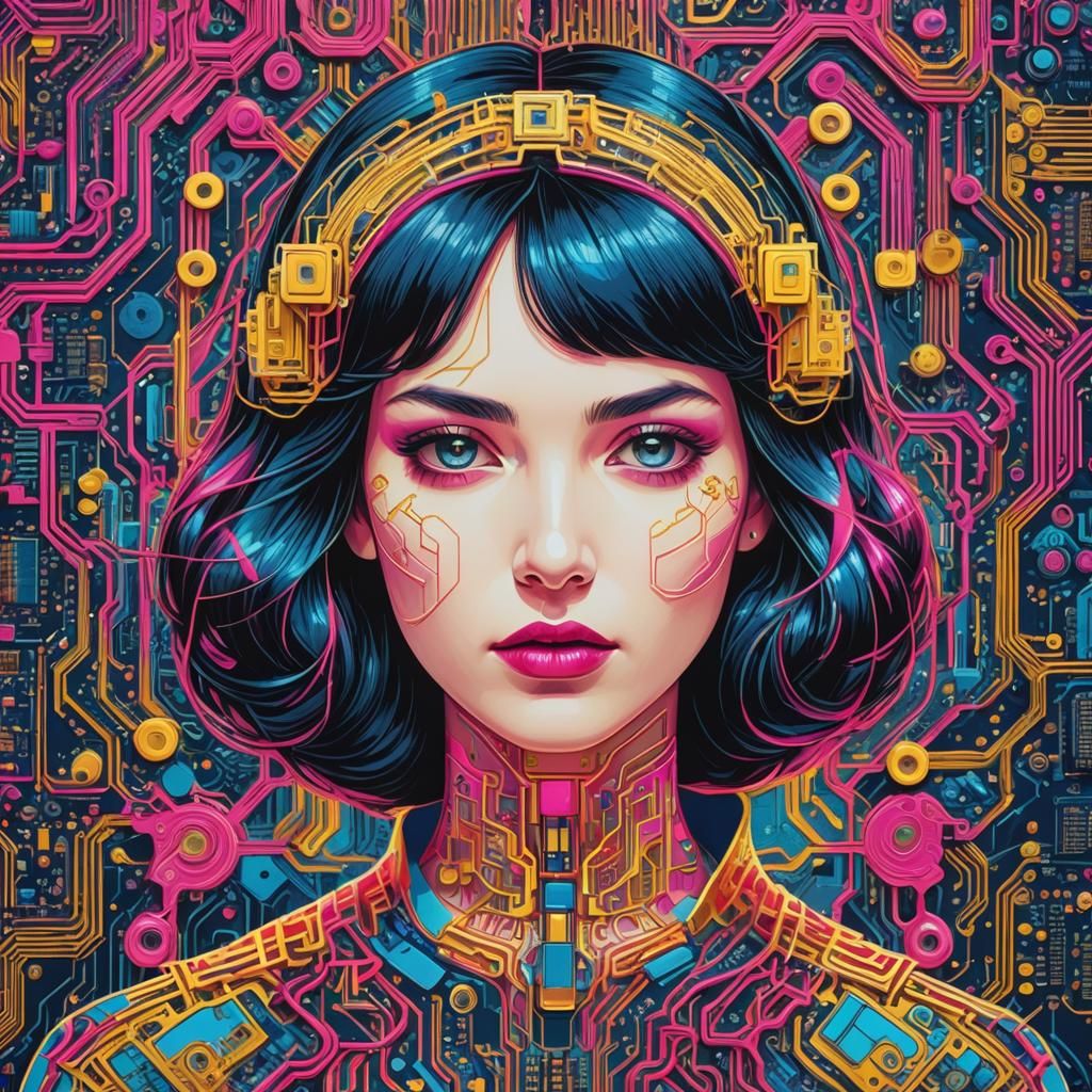 Snow White: Circuit Board Repair in Pop Art