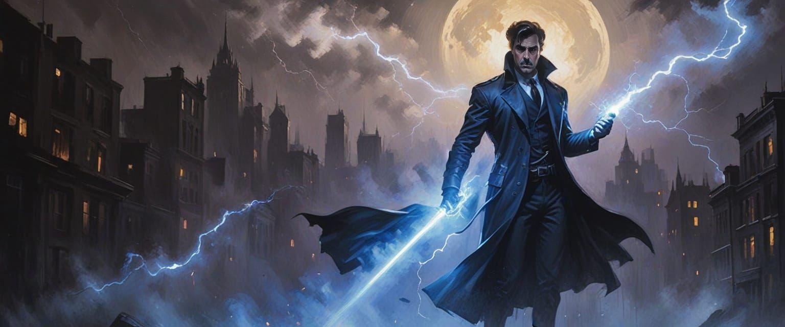 Noir Night Scene with Mysterious Energy