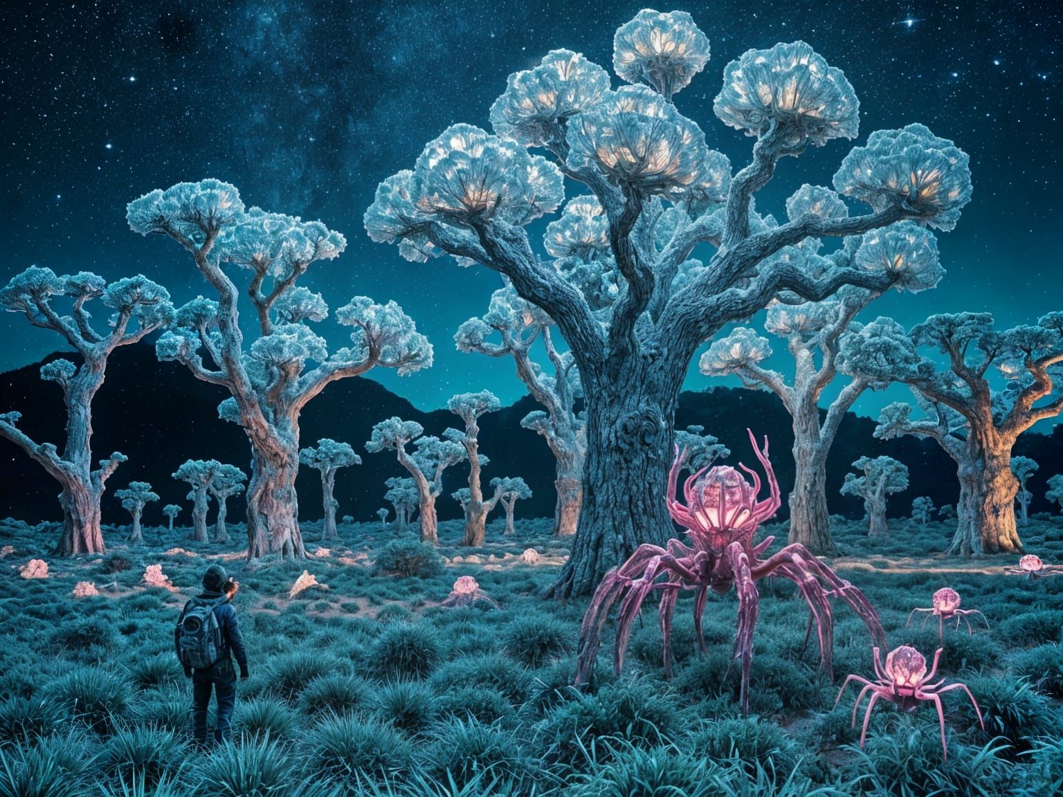 Astronaut Discovers Vibrant, Glowing Alien Forest in Iridesc...