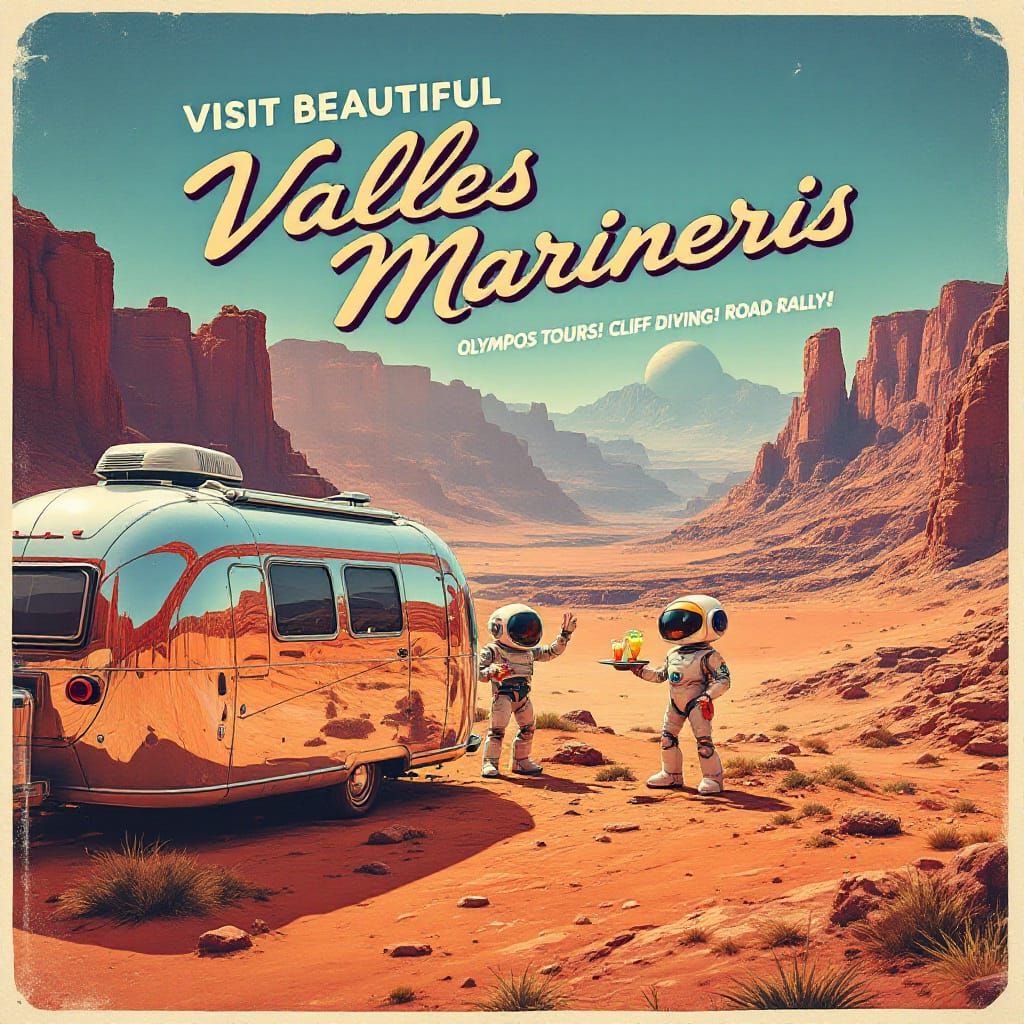 Martian Getaway: Retro-Futuristic Valles Marineris Travel
