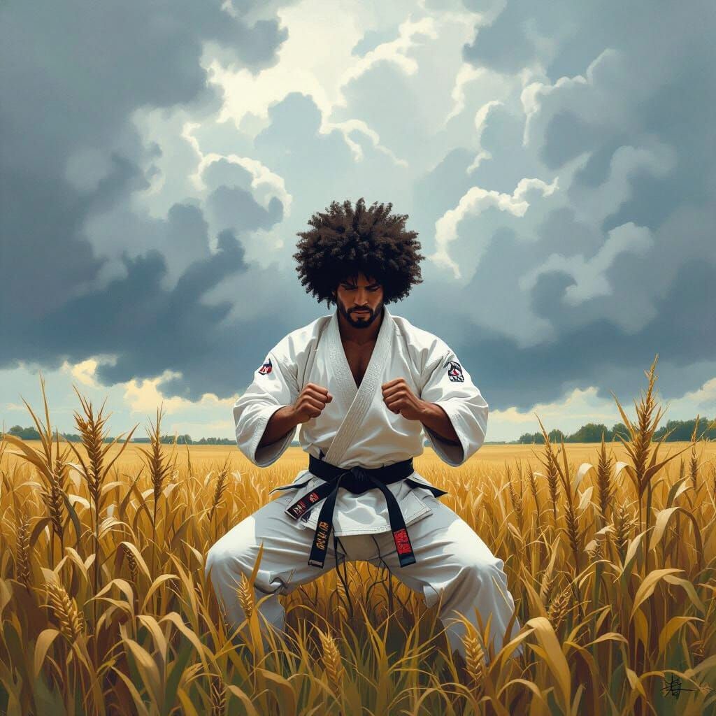 Ethereal Martial Artist in Cornfield