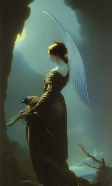 Feathered Woman: A Dark Fantasy Concept Art