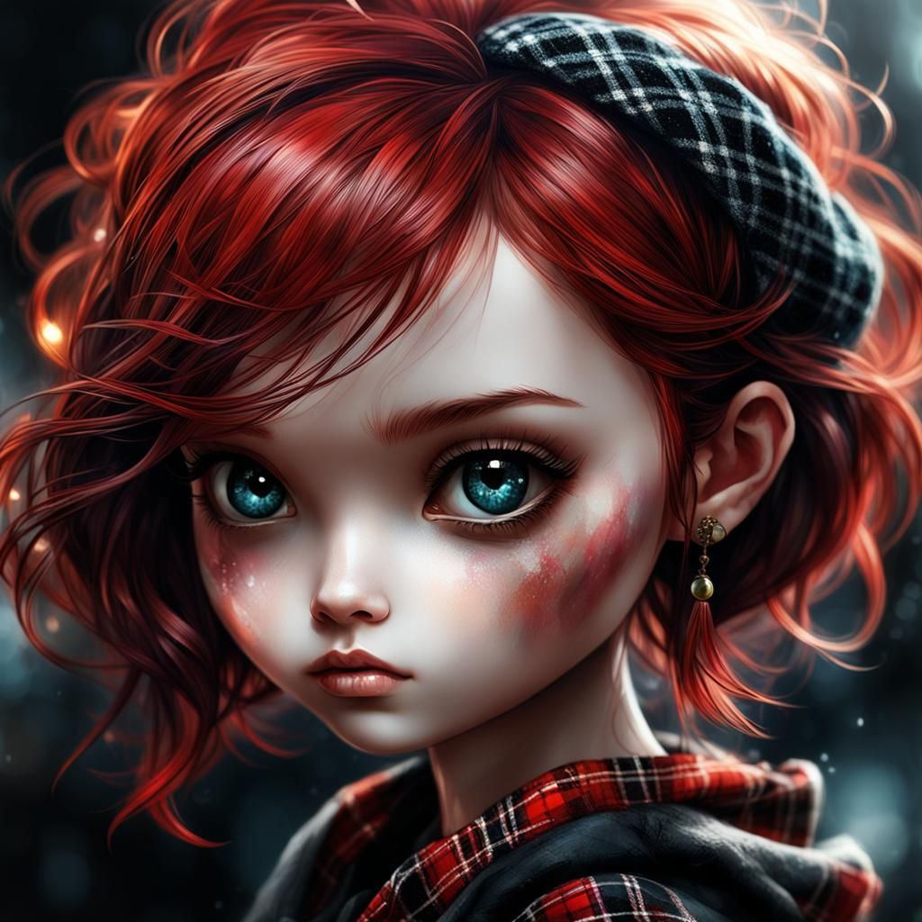 Chibi Scottish Lass with Expressive Eyes