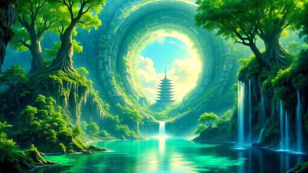 Fantasy Landscape with Circular Portal by Ghibli