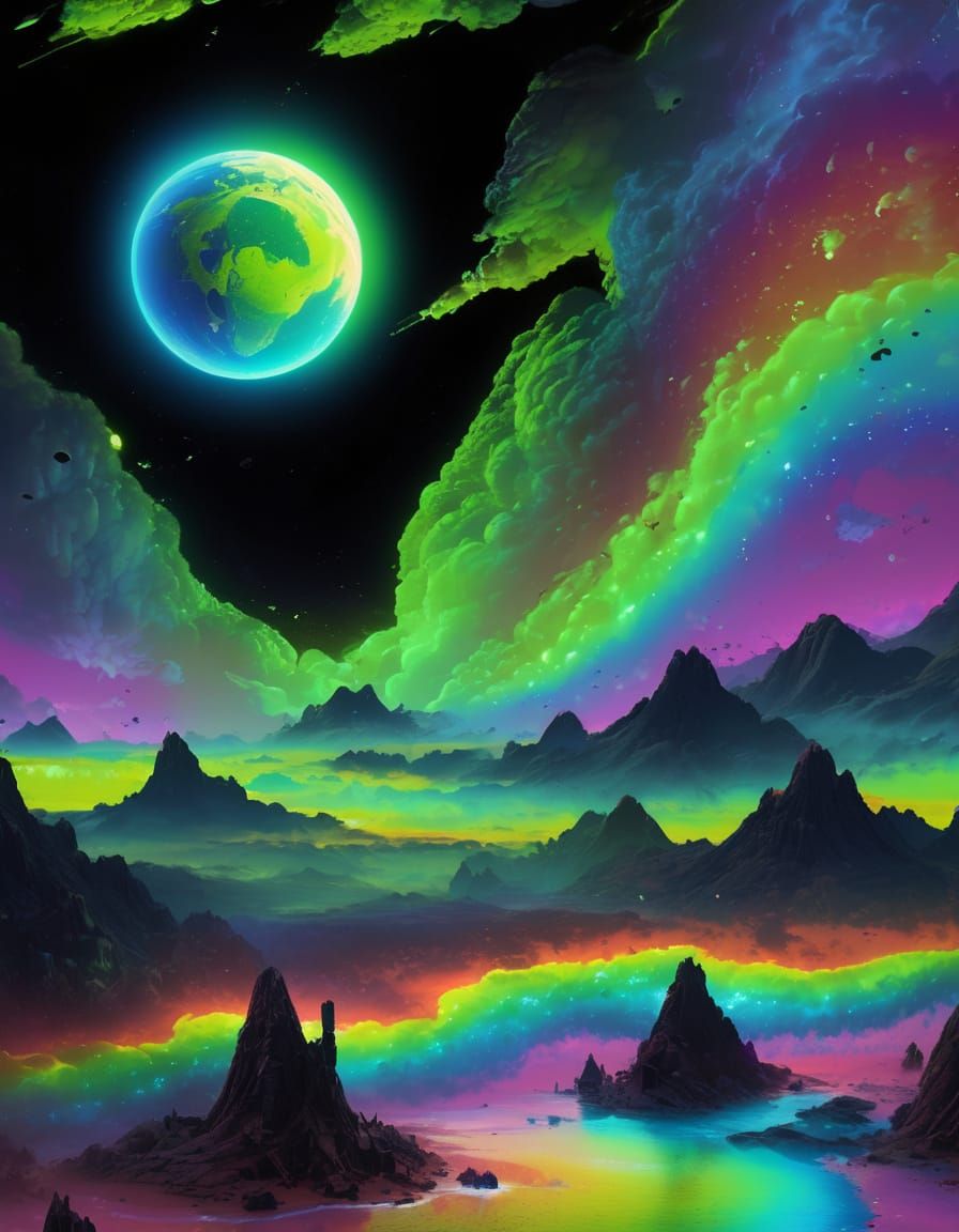 Hyper-Realistic Futuristic Paradise in Oil Paint and Digital...