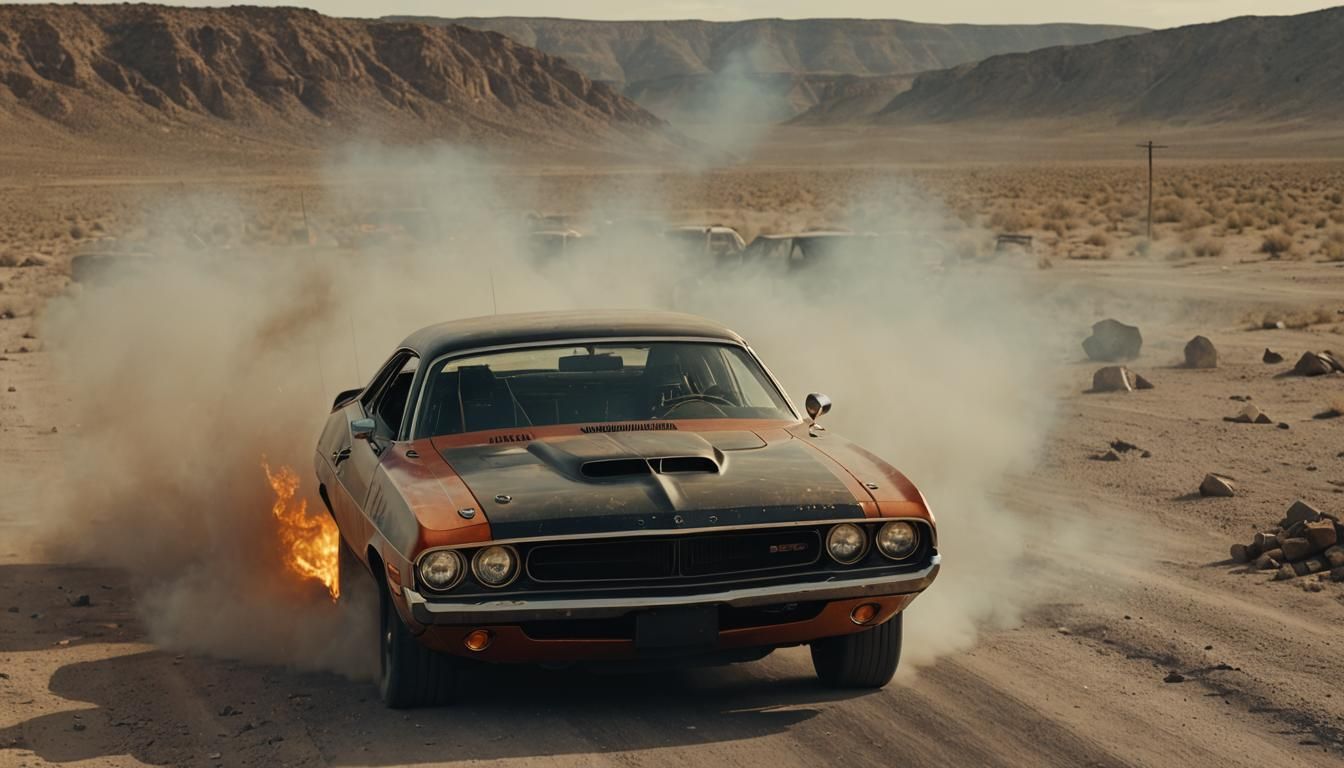 Apocalyptic 1970 Dodge Challenger Film Still