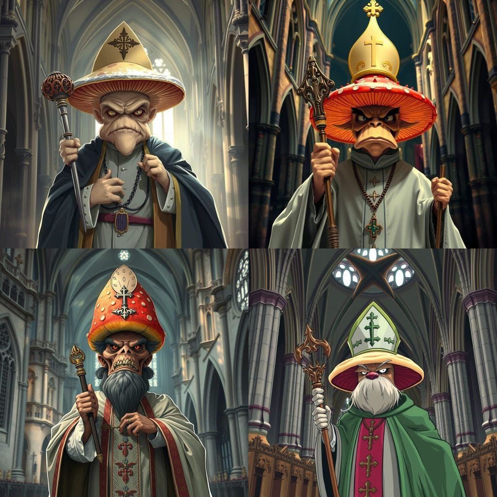 Ethereal Mushroom Hierophant in a Dark Gothic Sanctuary