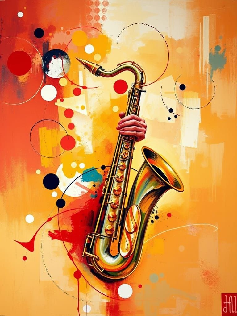 Abstract Jazz Music in Expressionist Acrylic Art