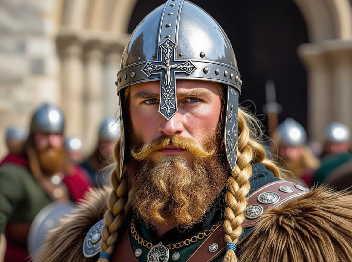 Viking King Sigurd Enters Medieval Santiago Cathedral