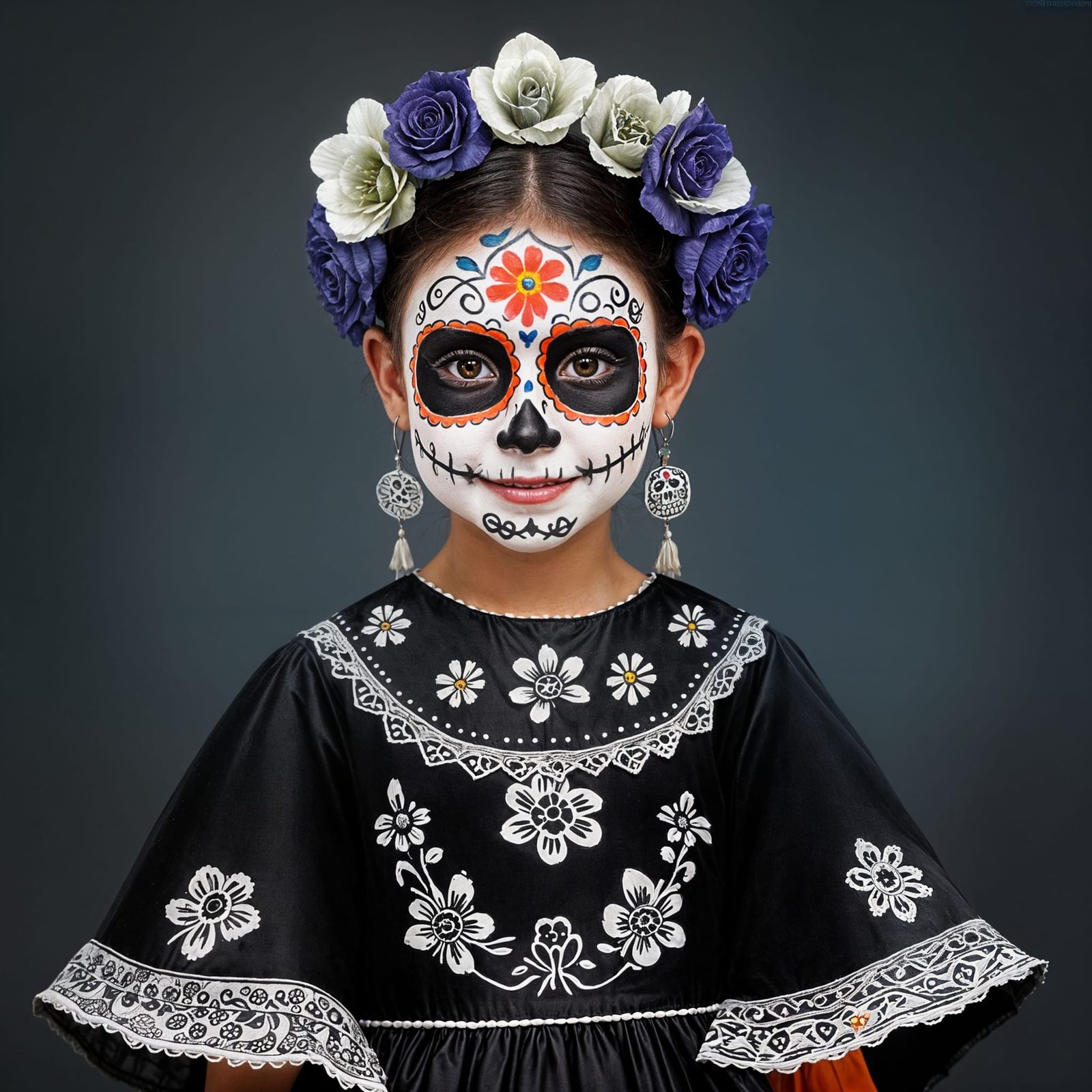 Little Girl in Dia de los Muertos Face Paint