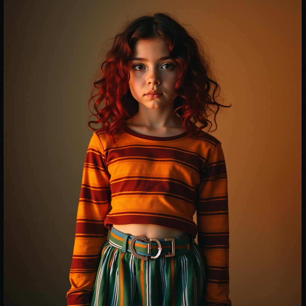 Striking Portrait of Girl with Colorful Hair in Film Still