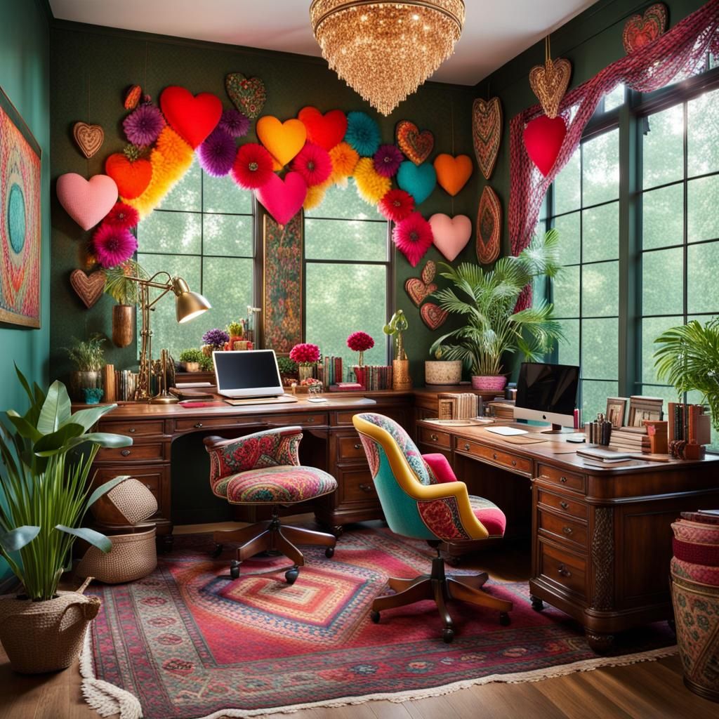 A Bohemian-inspired study room