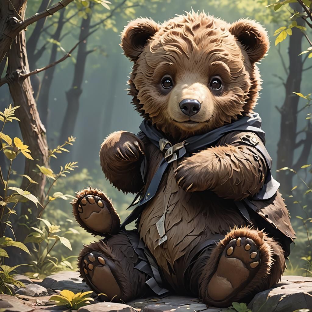 Detailed 3D Anime Baby Bear Artwork
