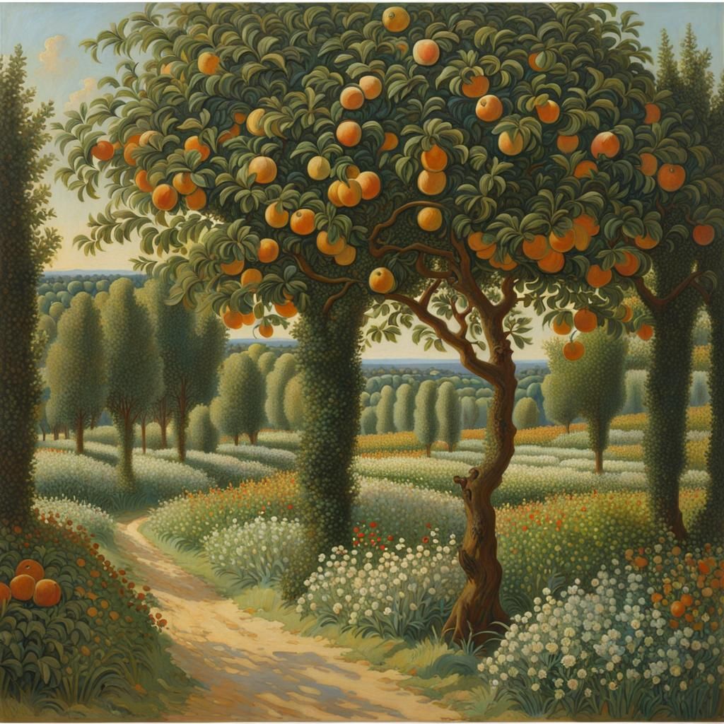 Orchard Landscape in Les Nabis Style