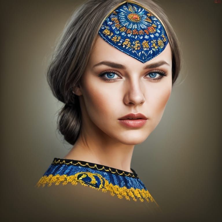 Ukrainian Woman Portrait in 3D Photorealistic Art