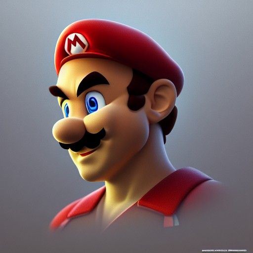 Detailed Super Mario Portrait in Art Nouveau Style