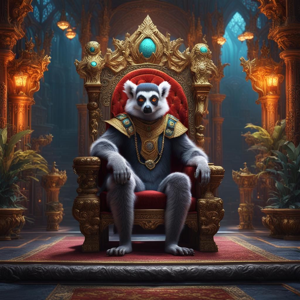 Lemur King on Throne: Fantasy Concept Art